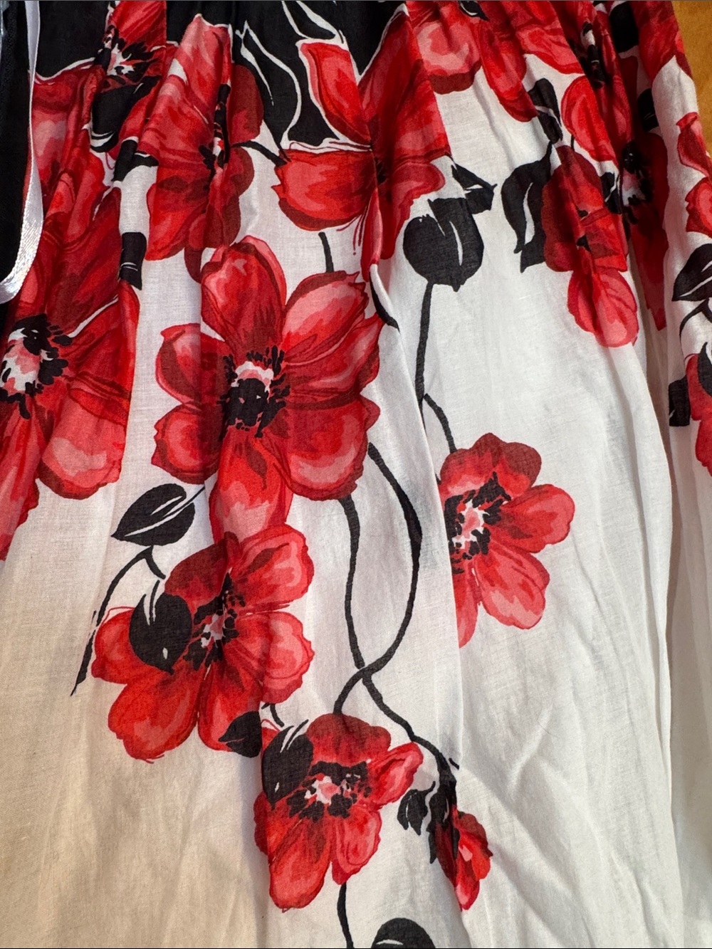 Floral Skirt with Red and Black Accents